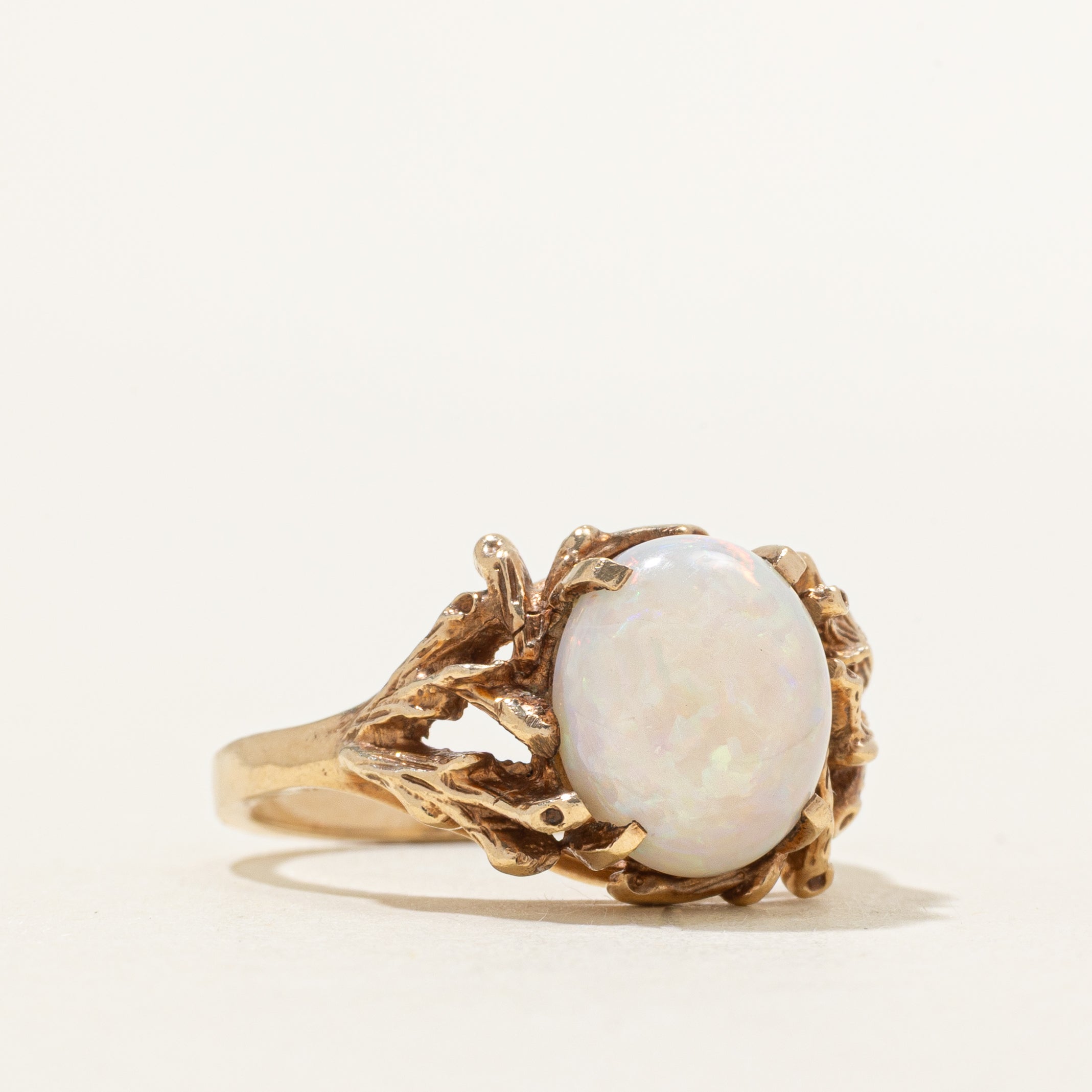 Cabochon Opal Textured Ring | 2.18ct | SZ 8