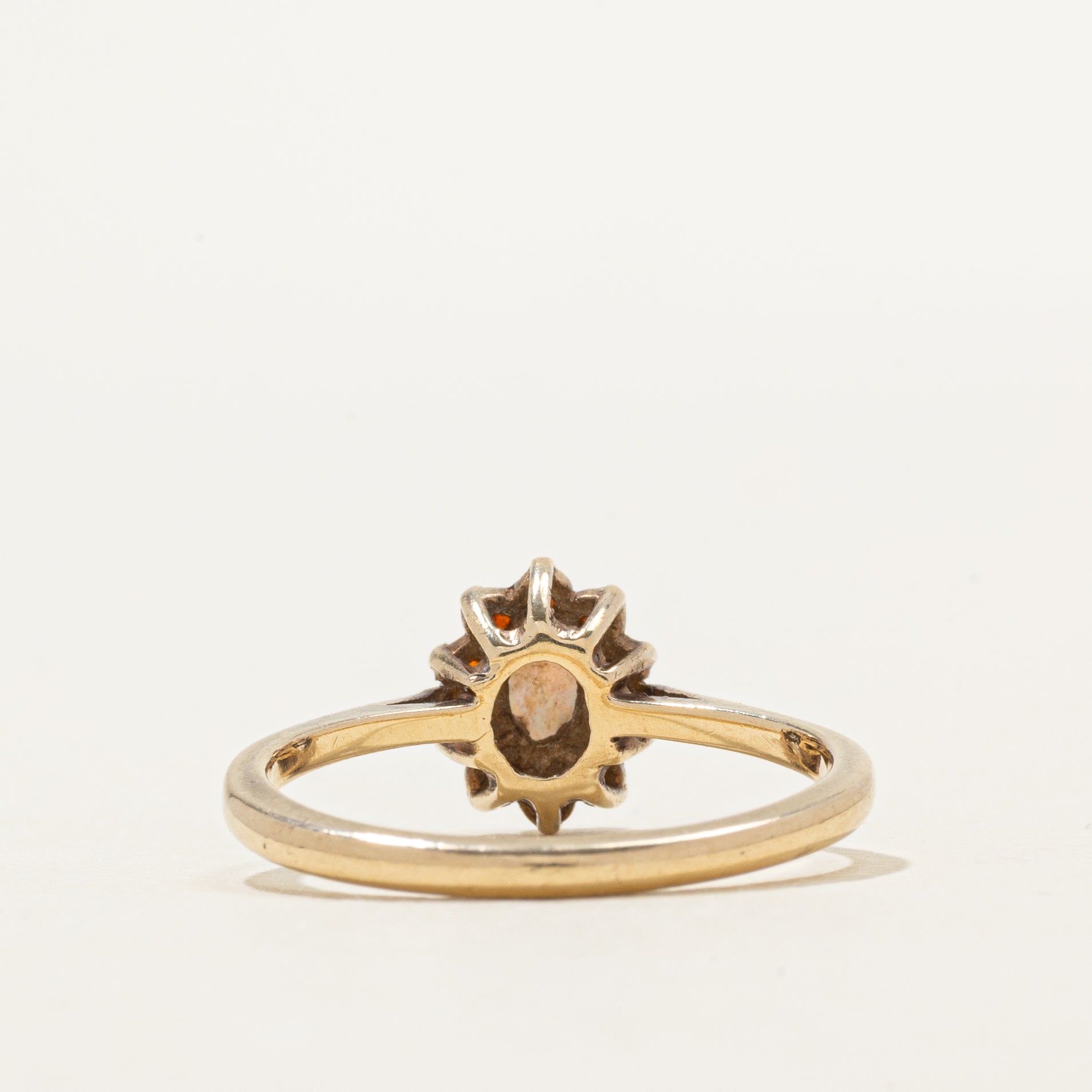 Cabochon Opal & Garnet Petal Ring | 0.90ct, 0.08ctw | SZ 7