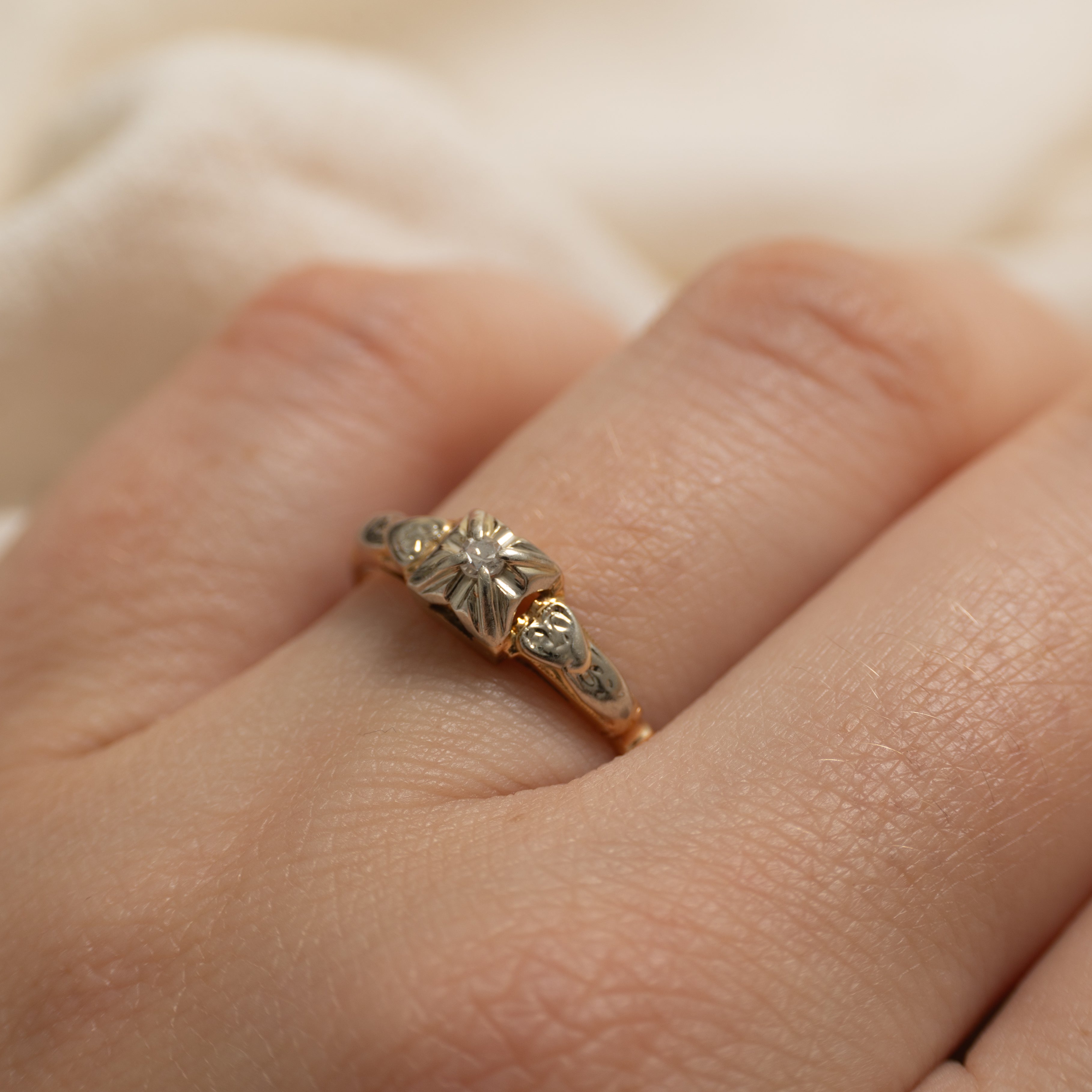 Two Tone Illusion Set Diamond Ring | SZ 7