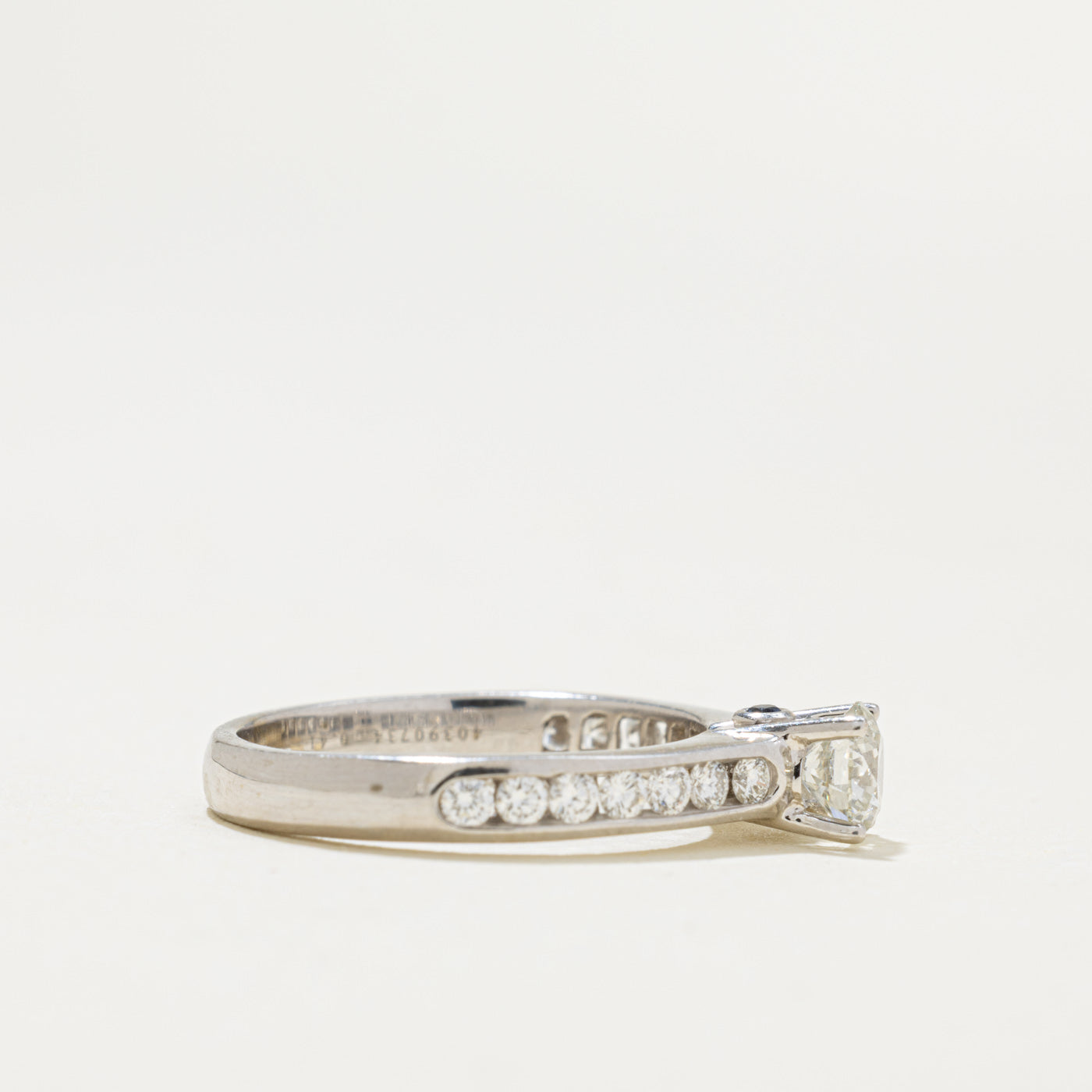'Birks' Diamond Channel Set Accented Engagement Ring | 0.41ct VS2 G VG, 0.30ctw | SZ 5.25