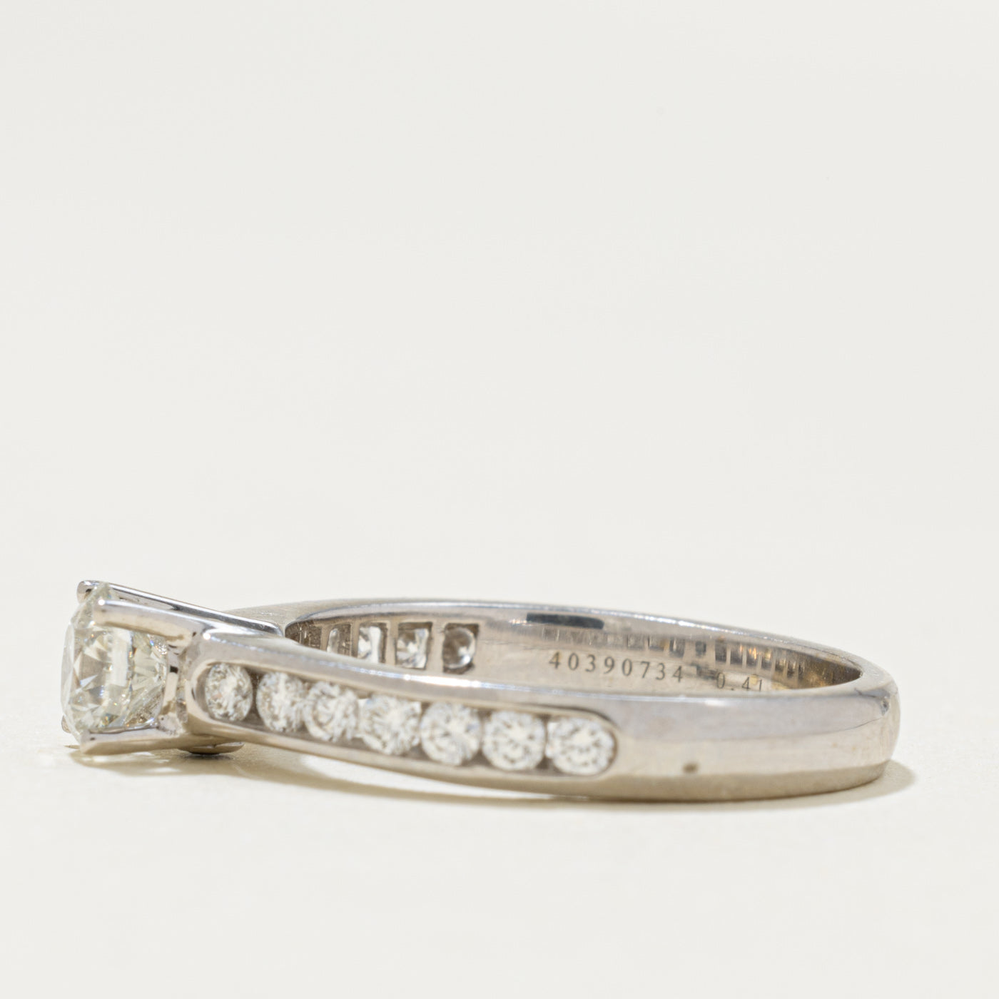 'Birks' Diamond Channel Set Accented Engagement Ring | 0.41ct VS2 G VG, 0.30ctw | SZ 5.25