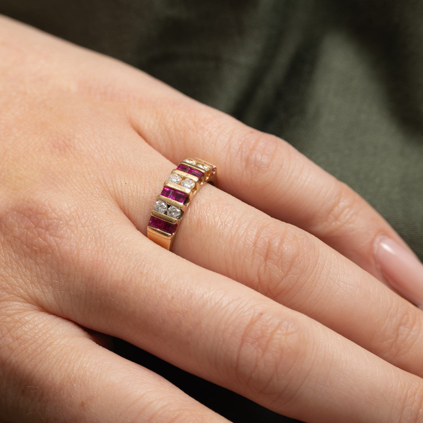 Multi Row Ruby & Diamond Ring | 0.90ctw, 0.30ctw | SZ 7