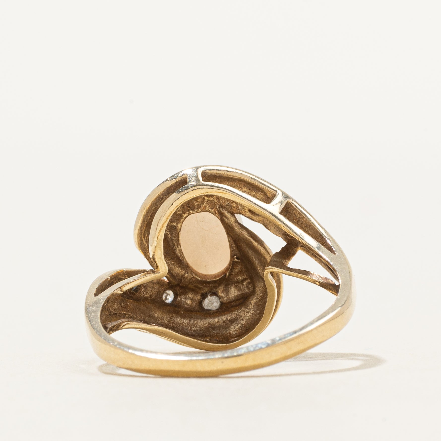 Cabochon Opal & Diamond Bypass Ring | 0.70ct, 0.03ctw | SZ 7.5