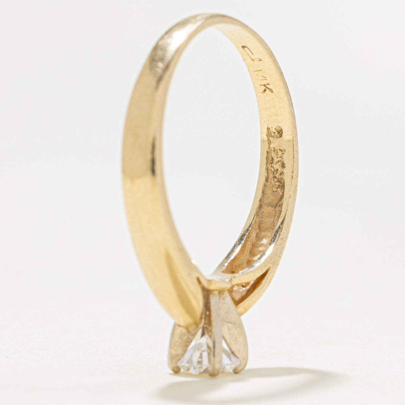 14k Solitaire Diamond Reverse Tapered Ring | 0.40ct I1 K | SZ 7.75