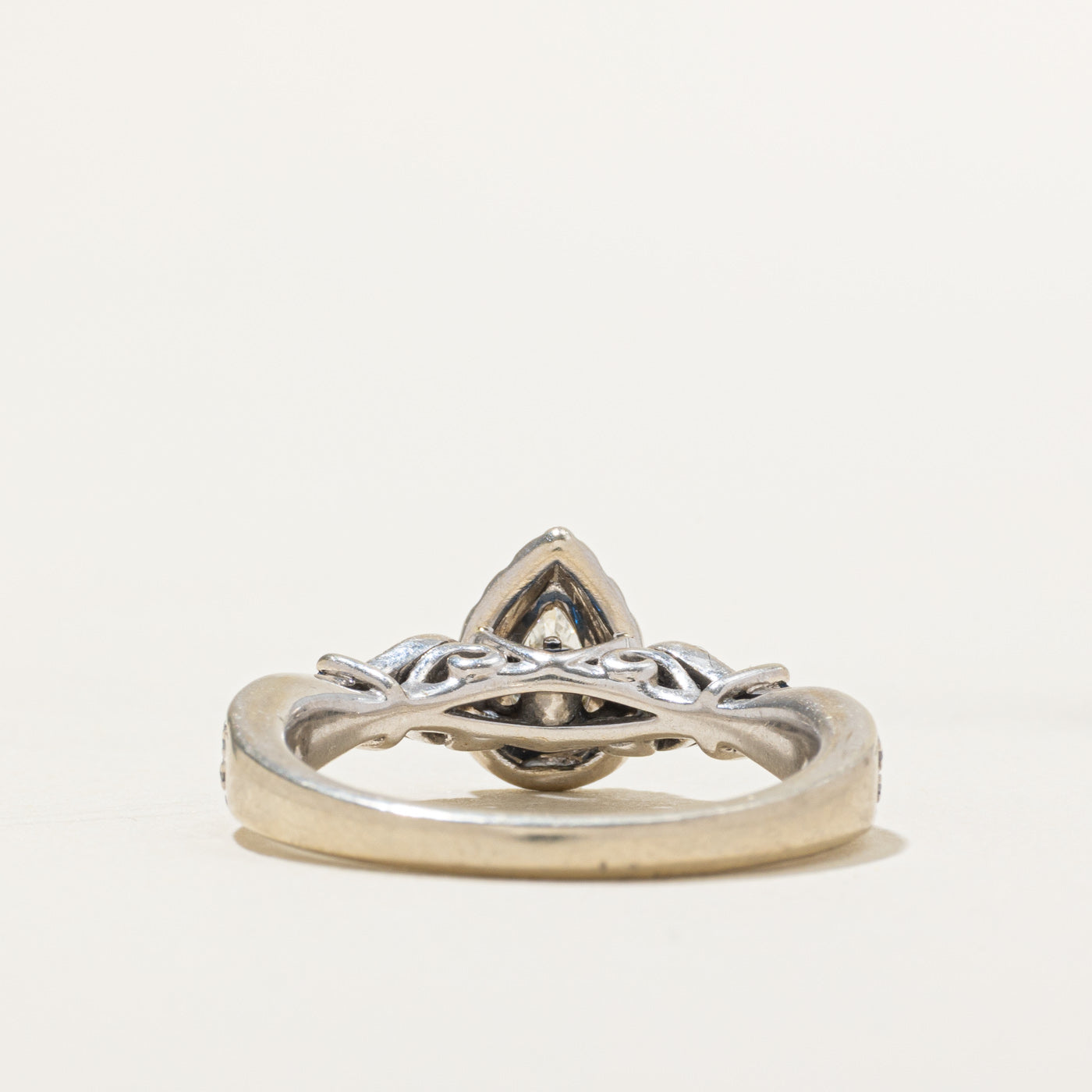 Pear Cut Diamond Halo & Sapphire Ring | 0.65ctw, 0.15ctw | SZ 8.25