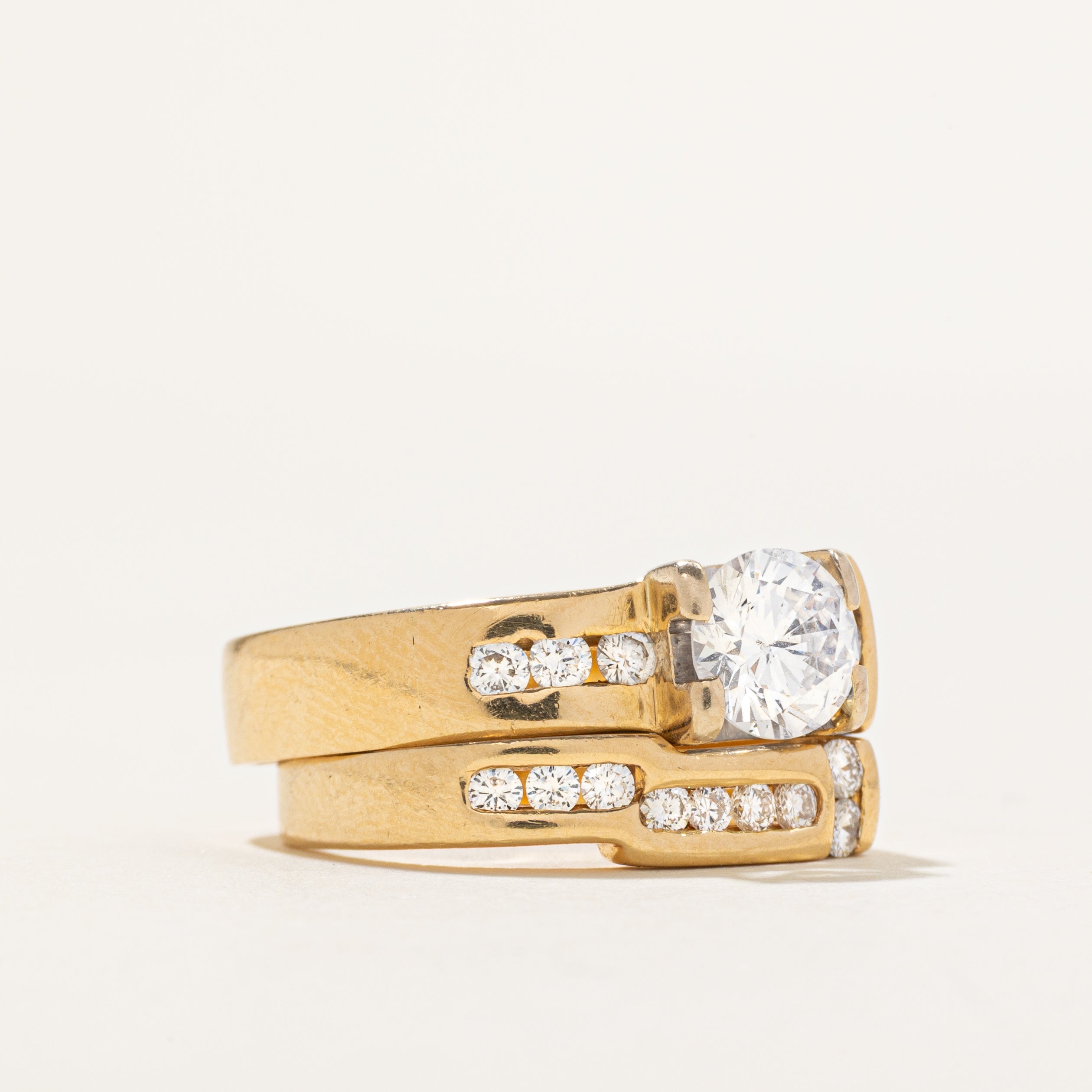 Unique Round Brilliant Diamond Wedding Set | 1.26 ctw, SZ 5.75 |