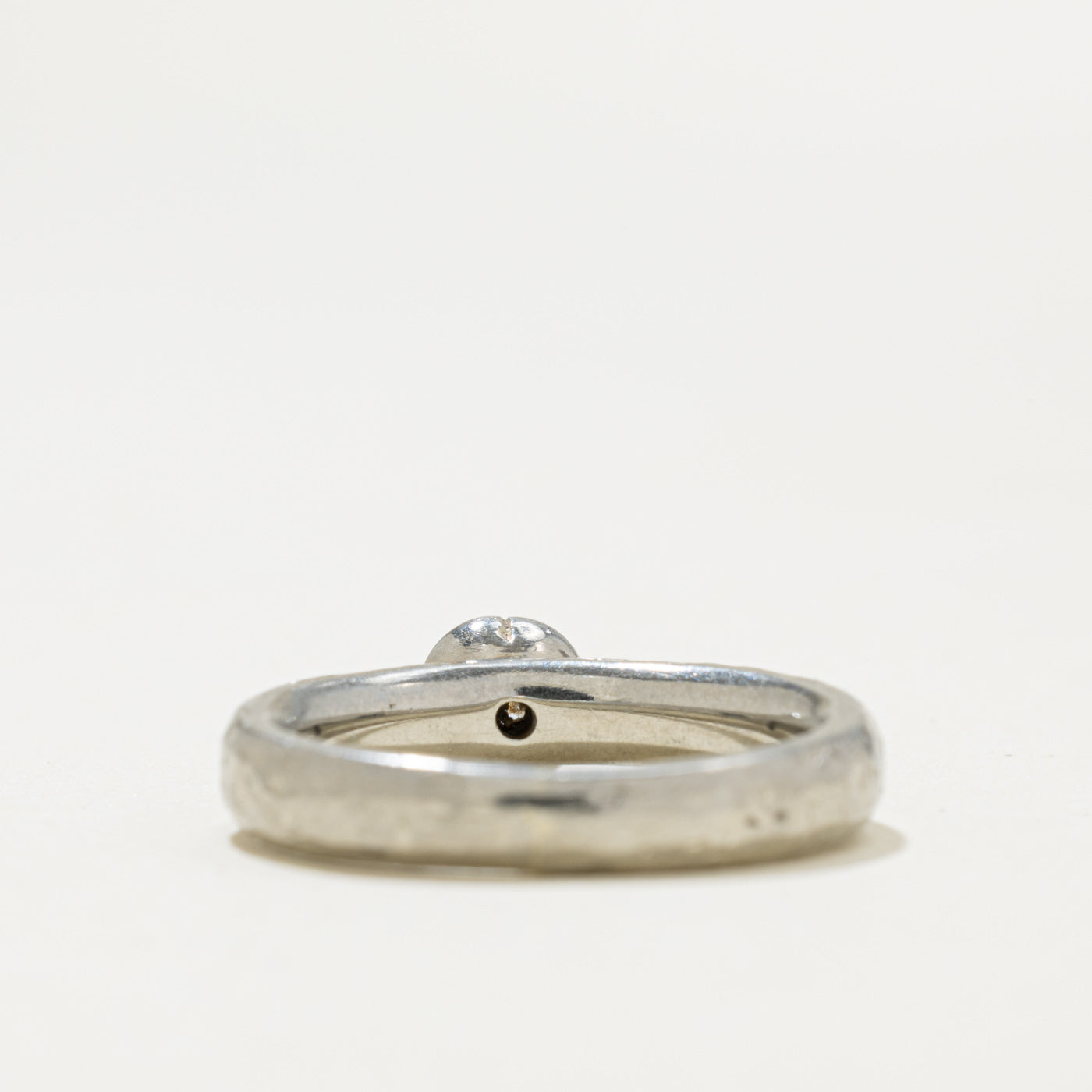 14k Solitaire Old European Cut Diamond Hammered Ring | 0.43ct VS2 I | SZ 5