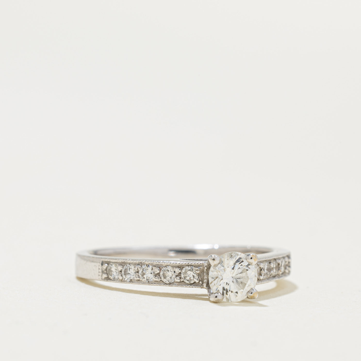 18k Diamond Milgrained Engagement Ring | 0.36ctw | SZ 5
