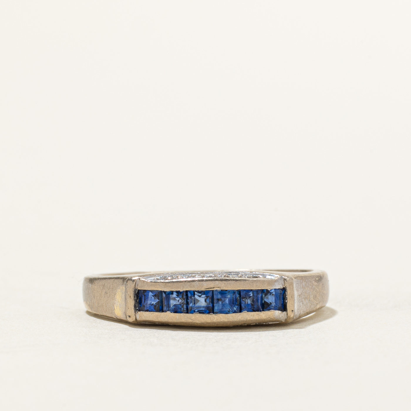 18k Channel Set Sapphire & Diamond Accented Ring | 0.30ct, 0.10ctw | SZ 6.50