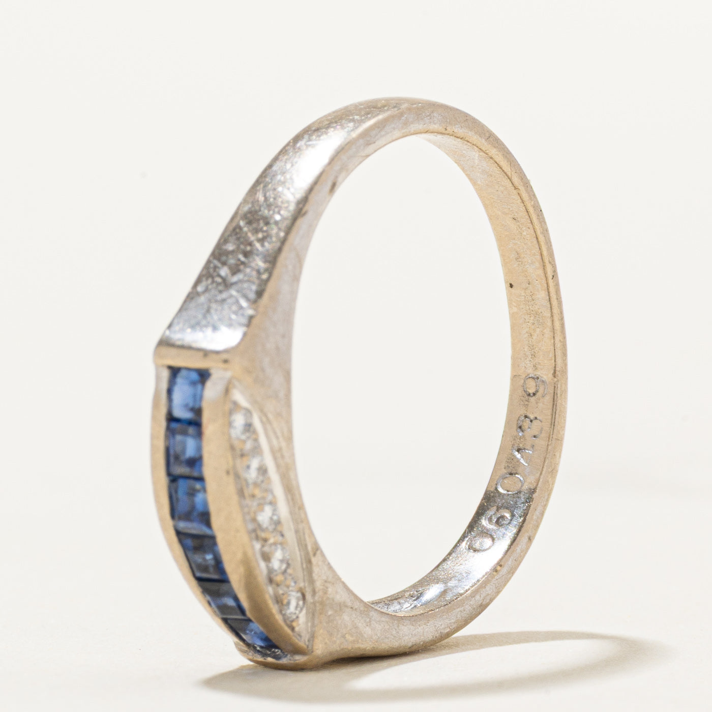 18k Channel Set Sapphire & Diamond Accented Ring | 0.30ct, 0.10ctw | SZ 6.50