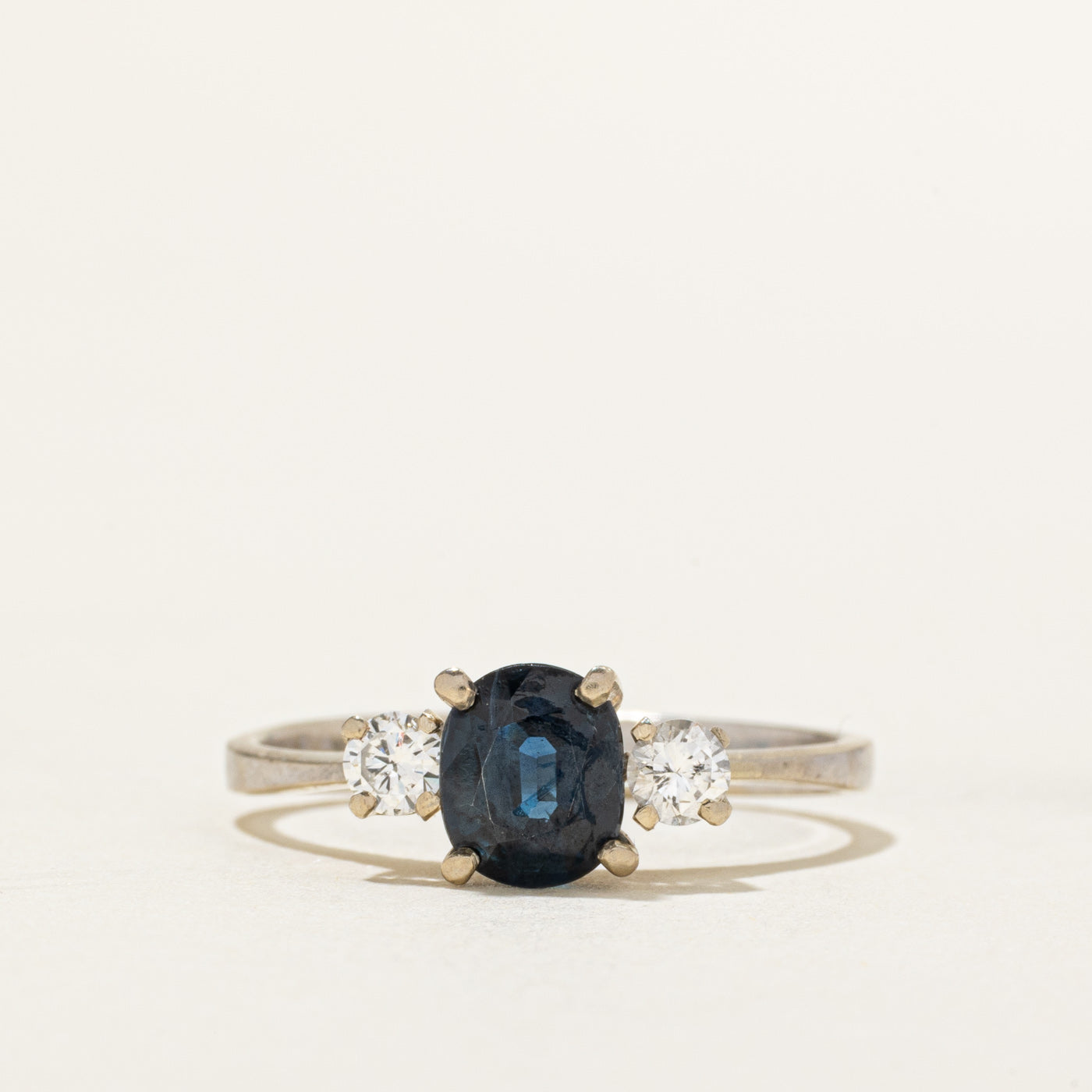 Oval Cut Sapphire & Diamond Accented Ring | 1.10ct, 0.24ctw | SZ 7.75