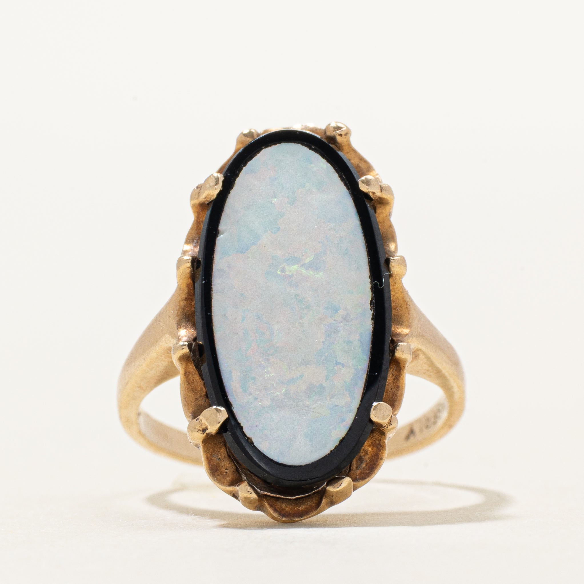 Cabochon Onyx & Opal Cocktail Ring | 2.50ct, 0.45ct | SZ 5.75