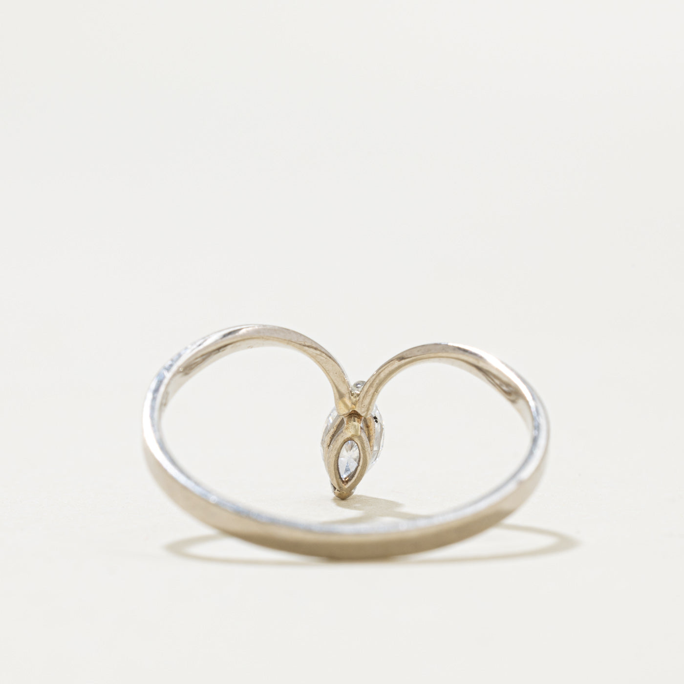 18k Solitaire Marquise Cut Diamond Chevron Ring | 0.18ct | SZ 7.25