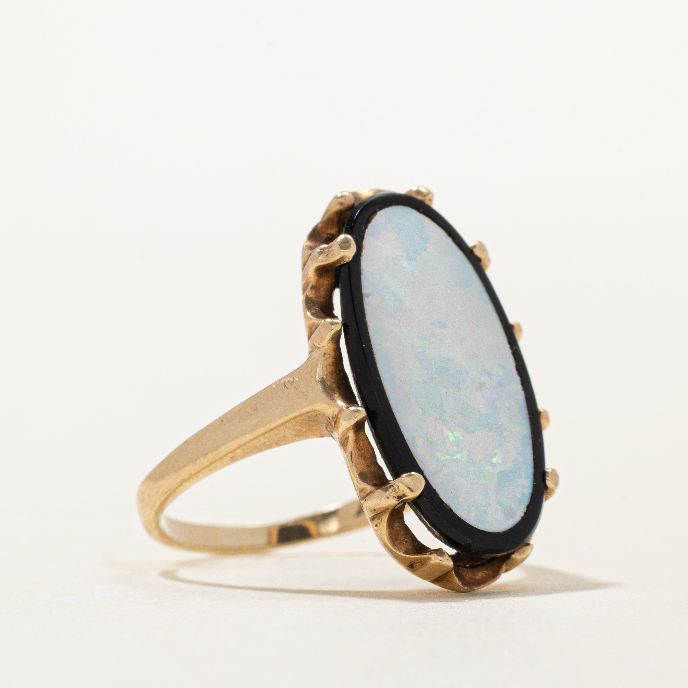 Cabochon Onyx & Opal Cocktail Ring | 2.50ct, 0.45ct | SZ 5.75
