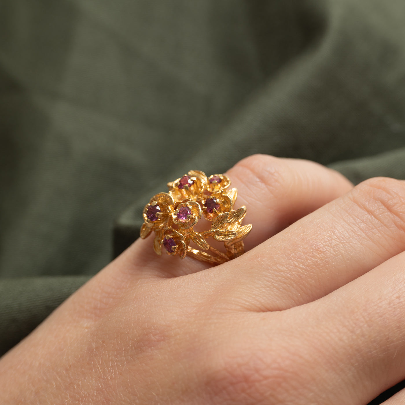 Scattered Ruby Floral Cocktail Ring | 0.70ctw | SZ 3