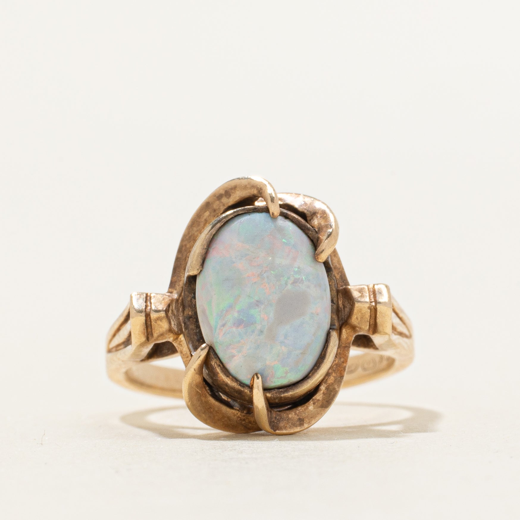 Oval Cabochon Opal Textured Ring | 1.57ct
