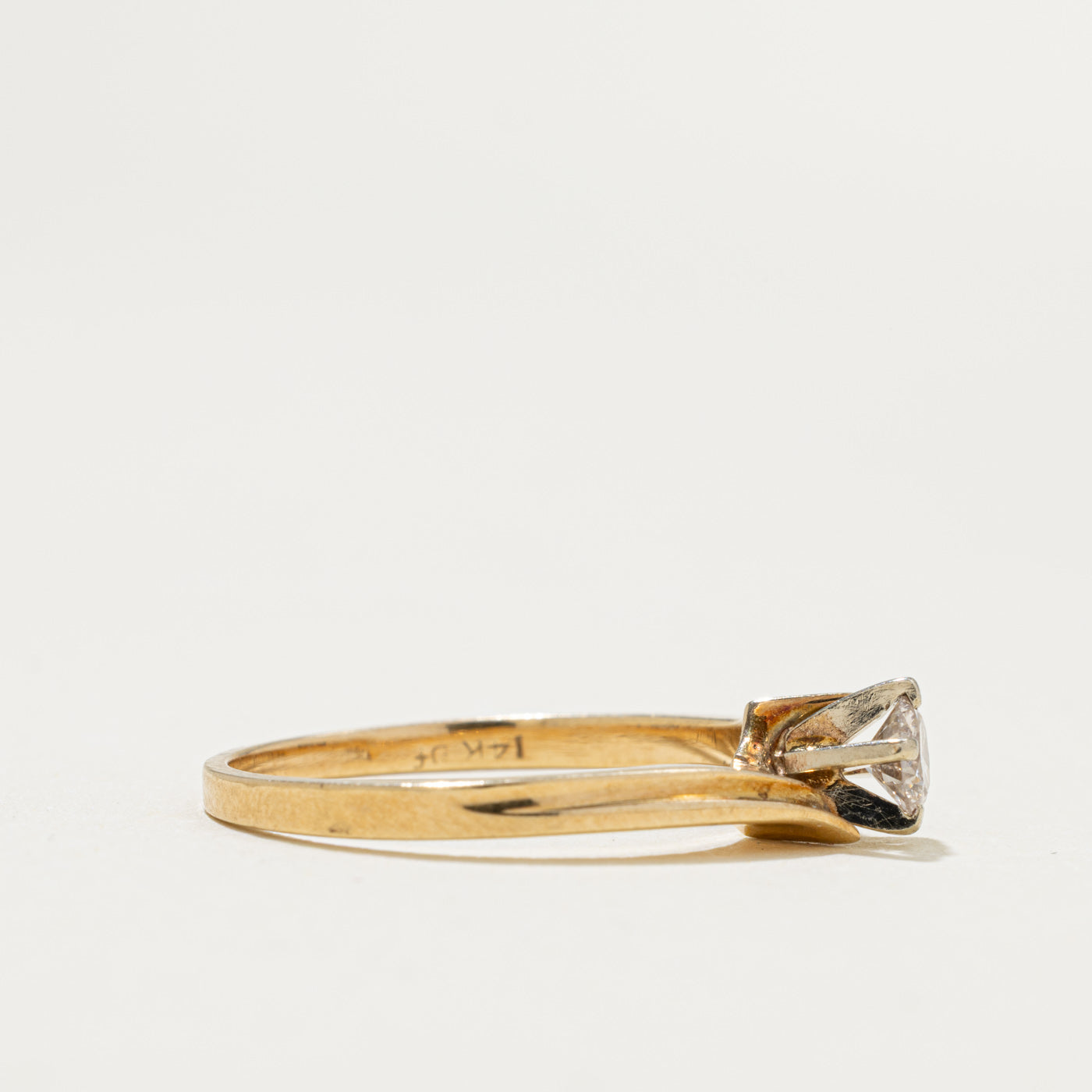 14k Solitaire Diamond Grooved Bypass Ring | 0.22ct | SZ 6