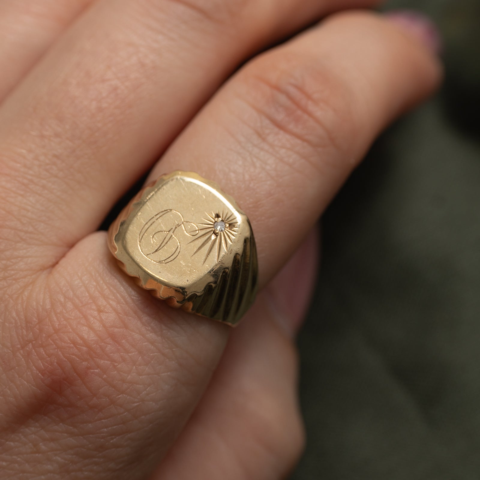1988 Birmingham Diamond 'D' Signet Ring | 0.01ct | SZ 7.25