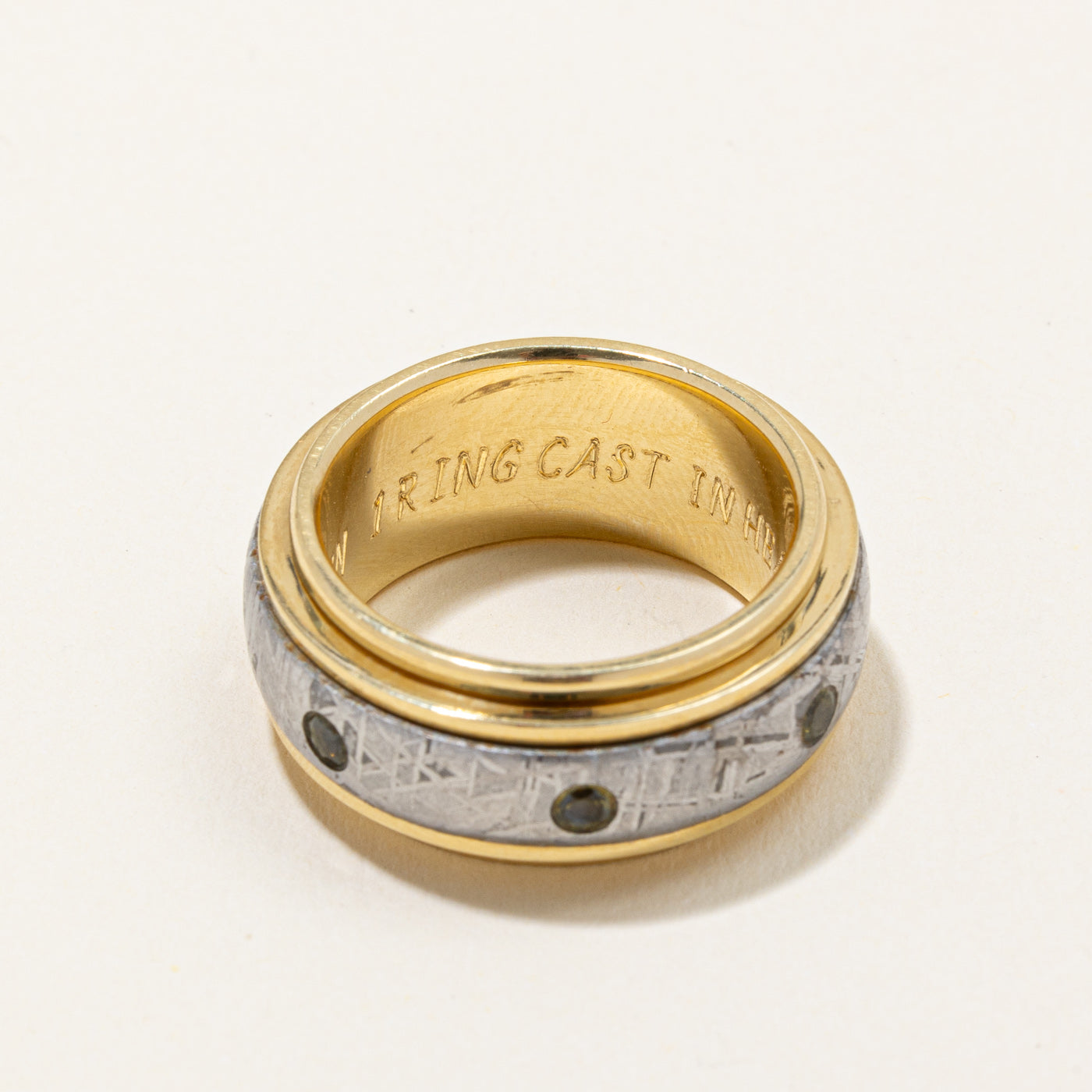 Peridot Meteorite Band Ring | 0.35ctw | SZ 10 |