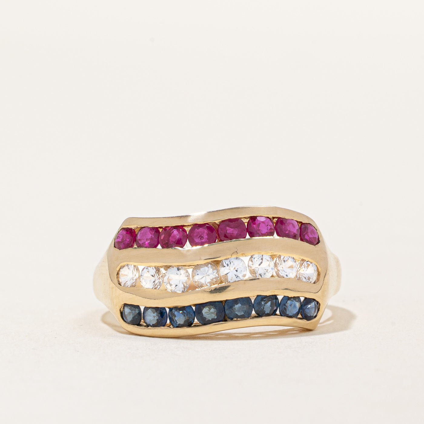 Sapphire & Ruby 'Red, White & Blue' Ring | 0.80ctw, 0.40ctw | SZ 9.75 |