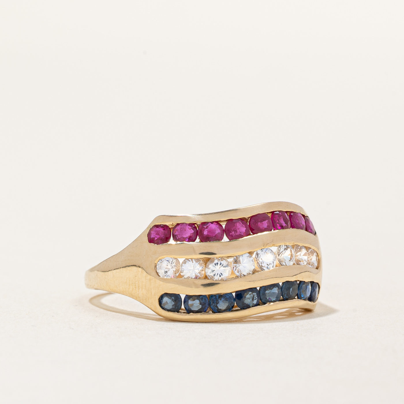 Sapphire & Ruby 'Red, White & Blue' Ring | 0.80ctw, 0.40ctw | SZ 9.75 |