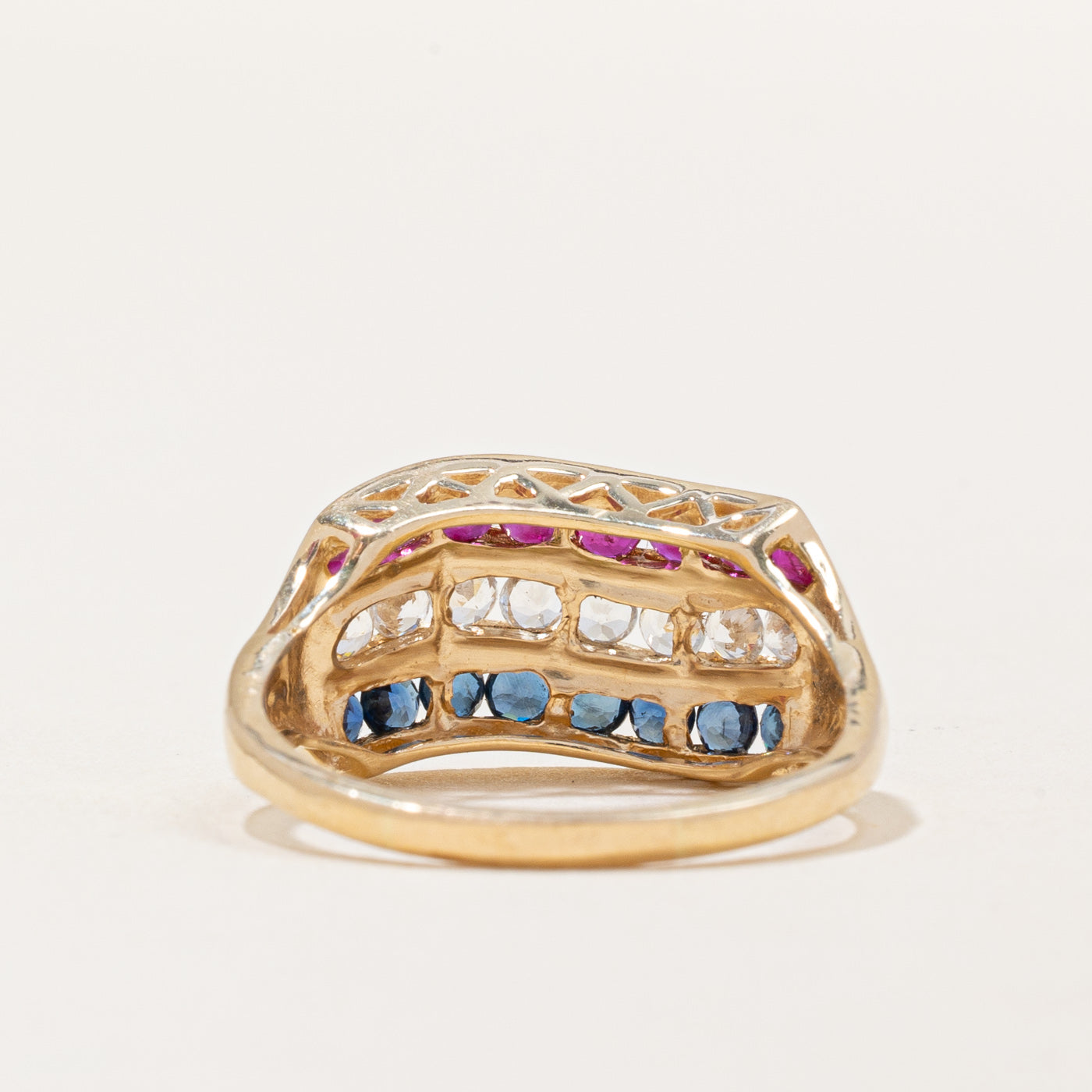 Sapphire & Ruby 'Red, White & Blue' Ring | 0.80ctw, 0.40ctw | SZ 9.75 |