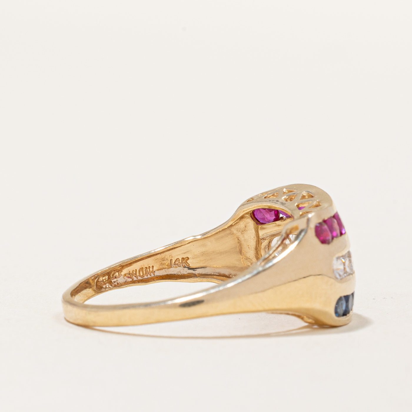 Sapphire & Ruby 'Red, White & Blue' Ring | 0.80ctw, 0.40ctw | SZ 9.75 |