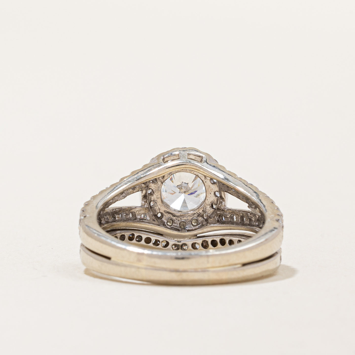 Fused Diamond Wedding Ring Set | 1.45ctw VS1 H | SZ 6.5 |