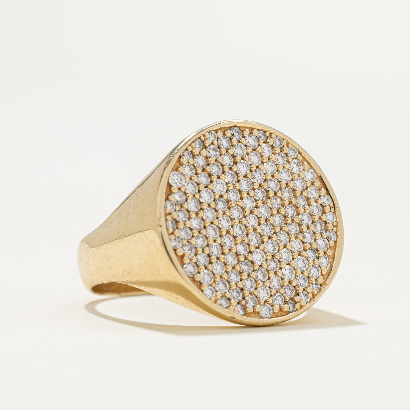 10k Pave Set Diamond Signet Cocktail Ring | 0.55ctw | SZ 7