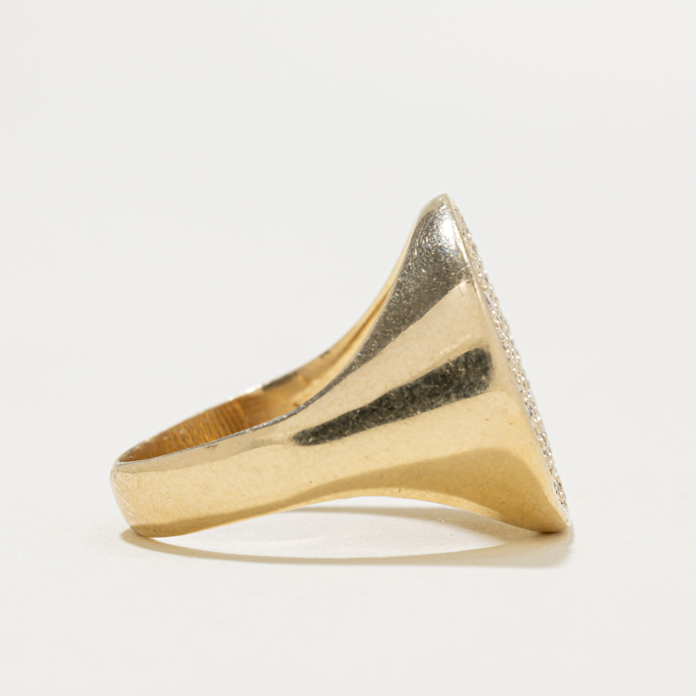 10k Pave Set Diamond Signet Cocktail Ring | 0.55ctw | SZ 7