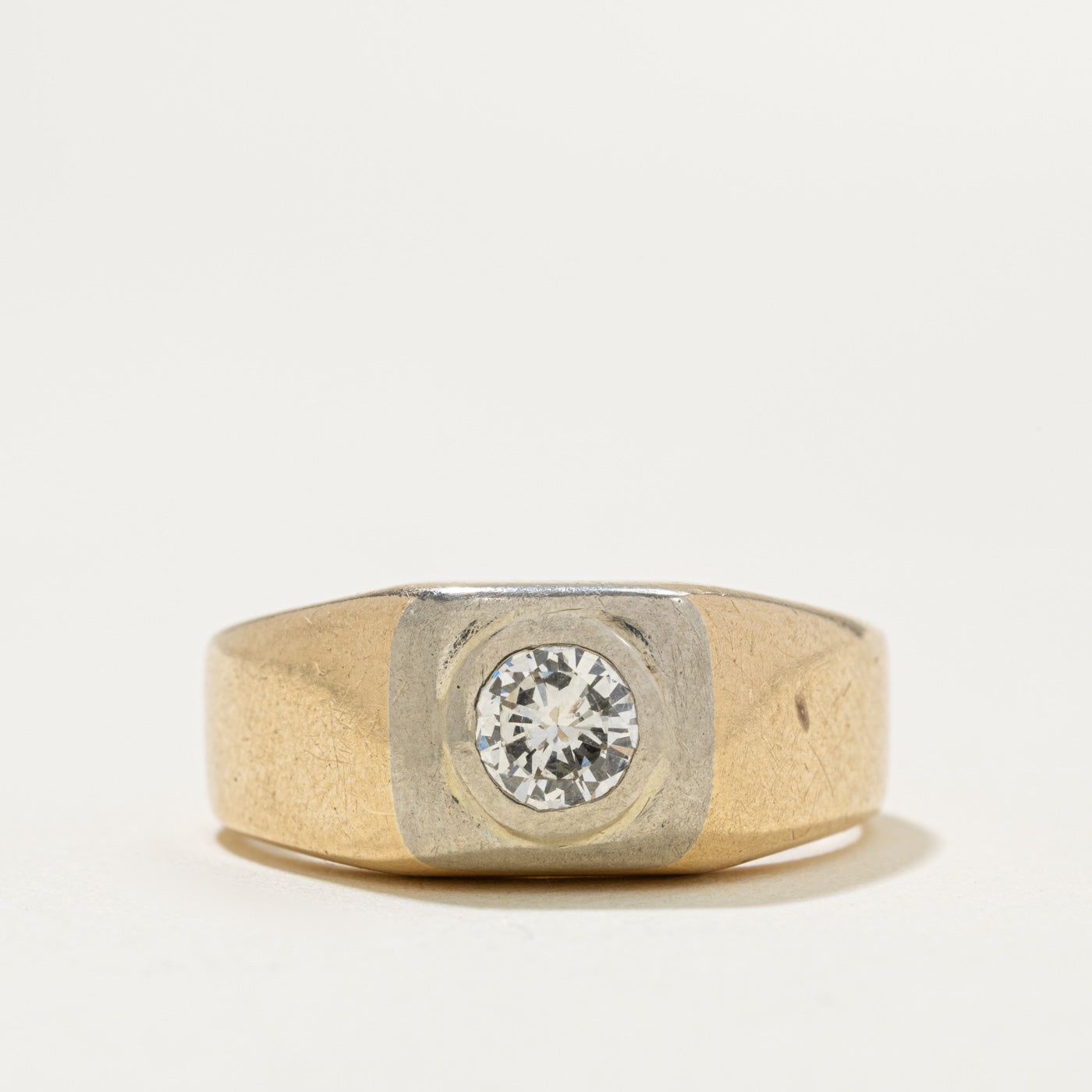 10k Solitaire Diamond Signet Ring | 0.66ct SI1 I | SZ 8.75