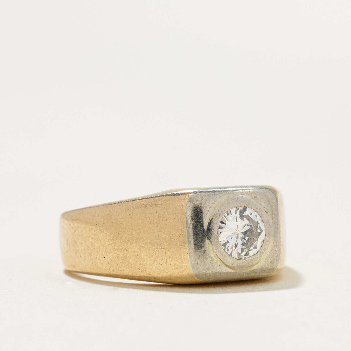 10k Solitaire Diamond Signet Ring | 0.66ct SI1 I | SZ 8.75