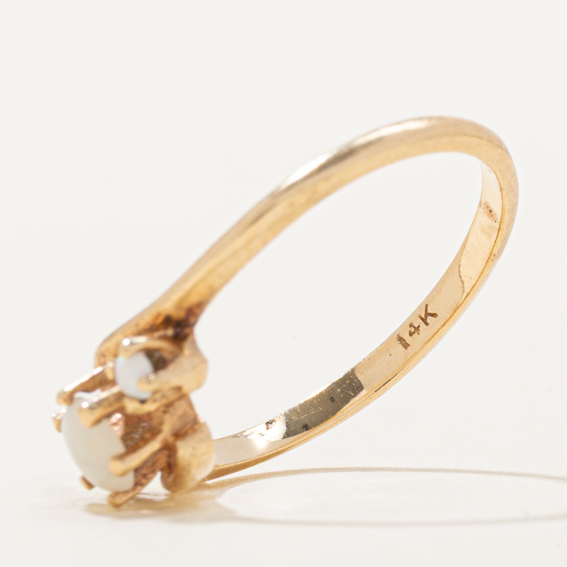 Three Stone Opal Bypass Ring | 0.13ctw | SZ 5.25