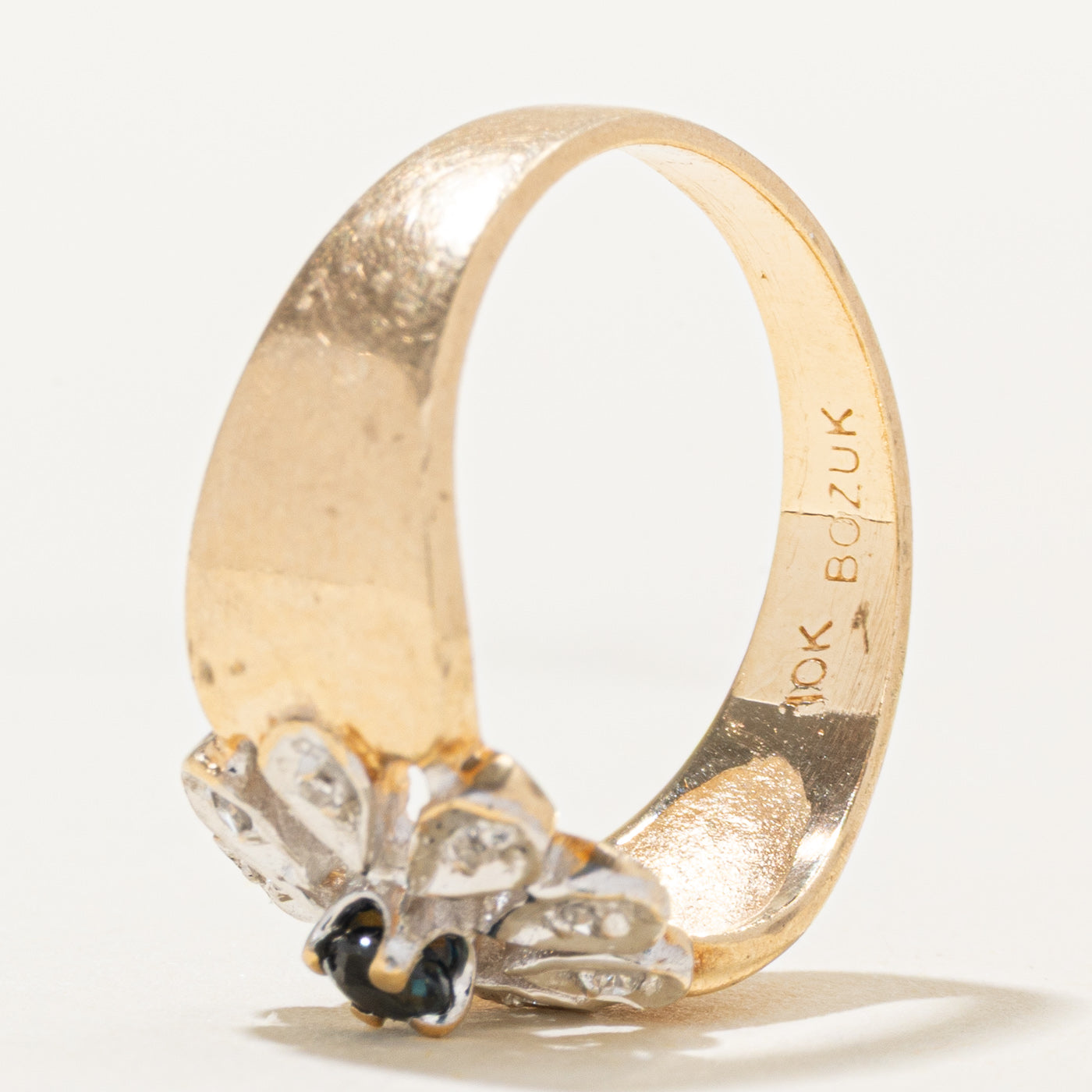 Sapphire & Diamond Flower Ring | 0.10ct, 0.06ctw | SZ 6