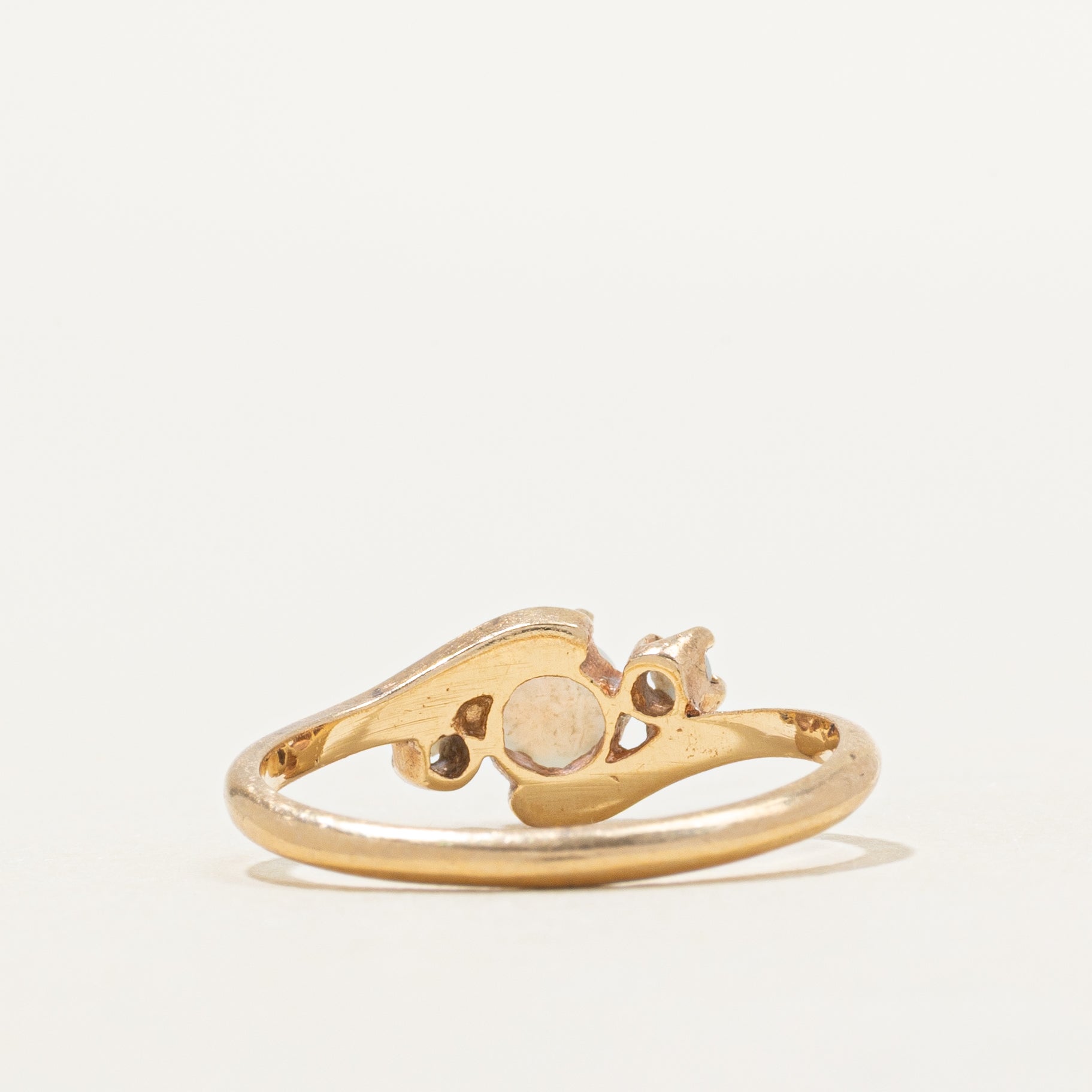 Three Stone Opal Bypass Ring | 0.13ctw | SZ 5.25