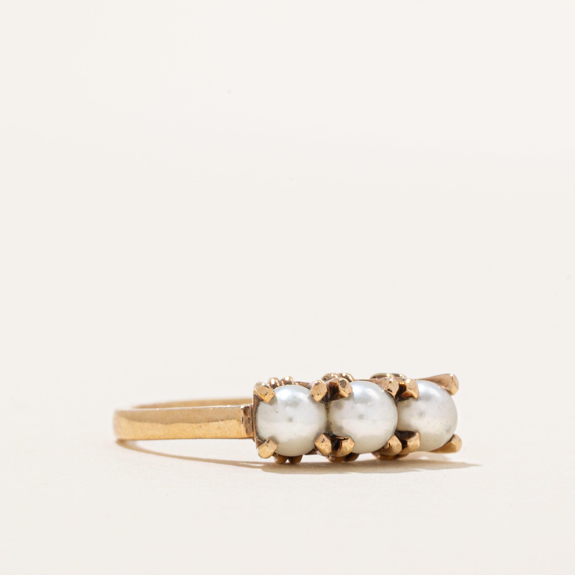 Three Stone Pearl Ring | SZ 8.75 |
