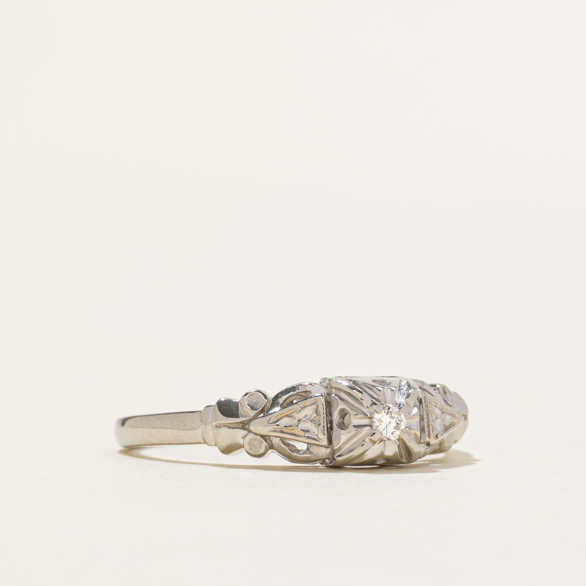 18k Illusion Set Diamond Ornate Ring | SZ 6