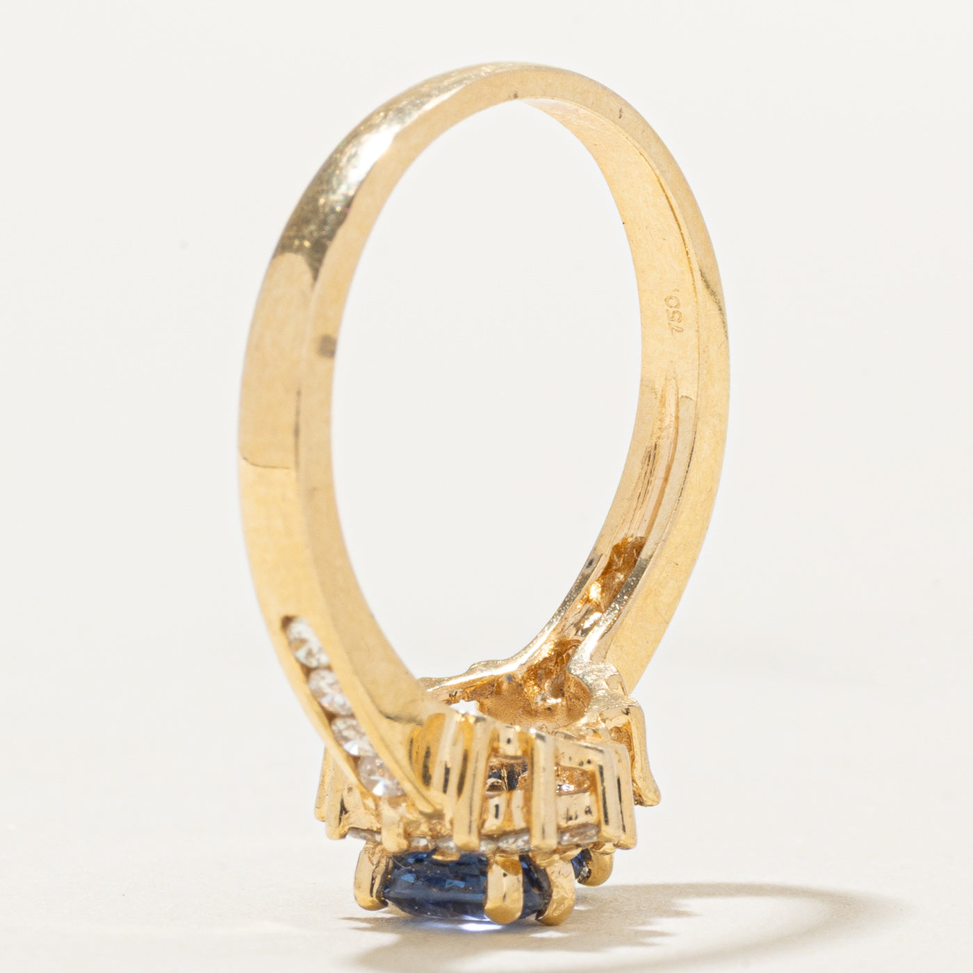 18k Two Stone Sapphire & Diamond Petal Halo Bypass Ring | 0.64ctw, 0.38ctw | SZ 6