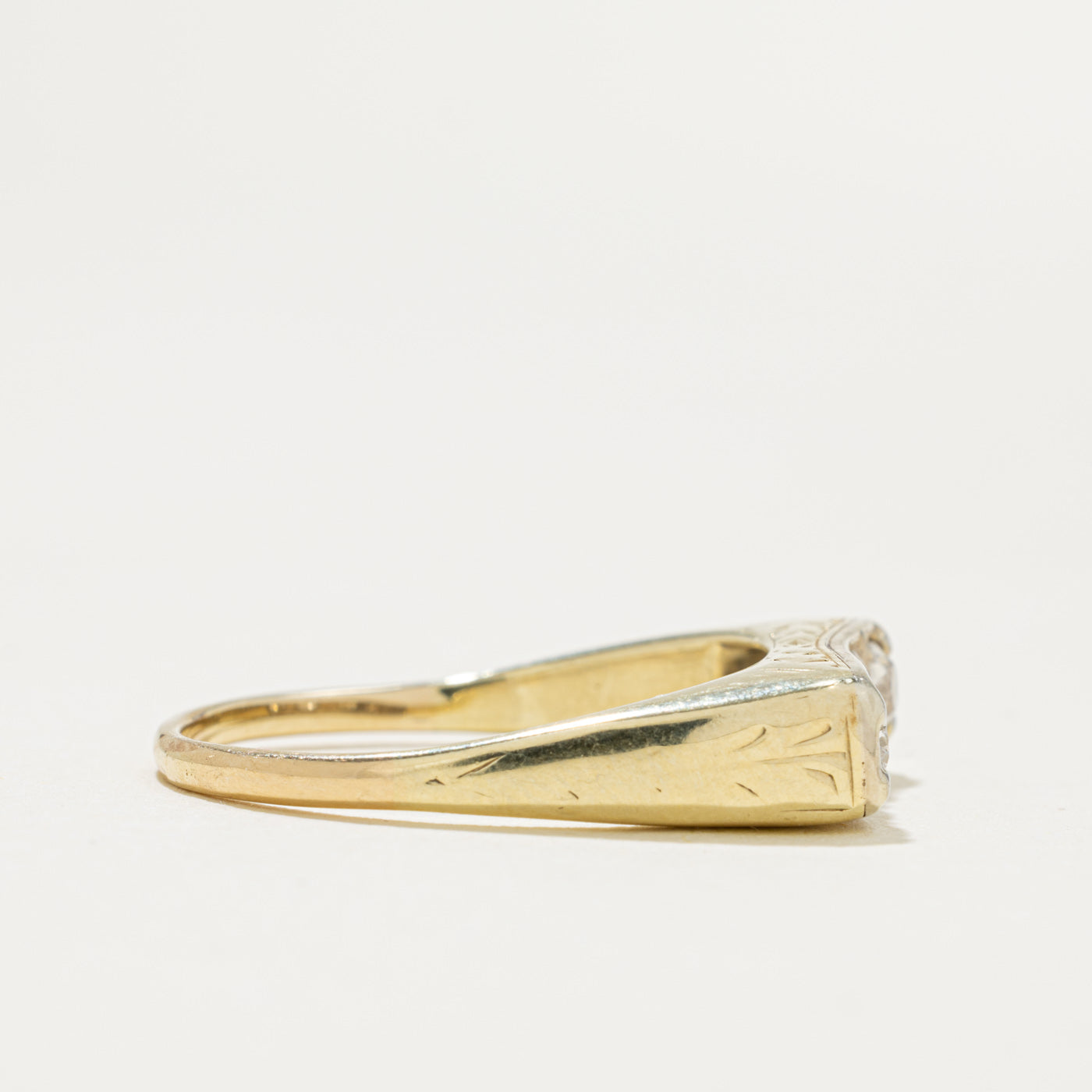 Four Stone Diamond Engraved Panel Ring | 0.68ctw | SZ 9.5