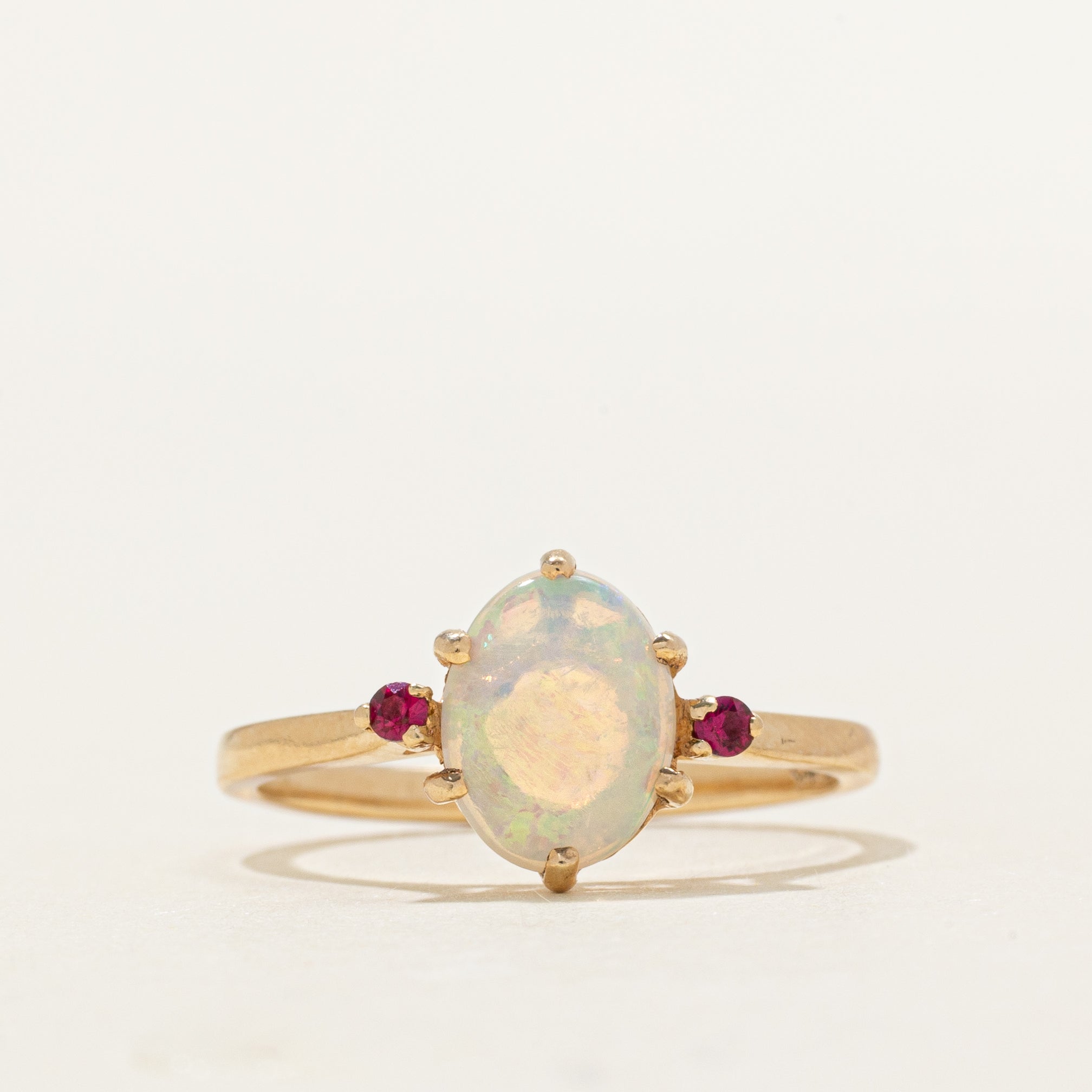 Cabochon Opal & Ruby Ring | 0.57ct, 0.03ctw | SZ 6.75
