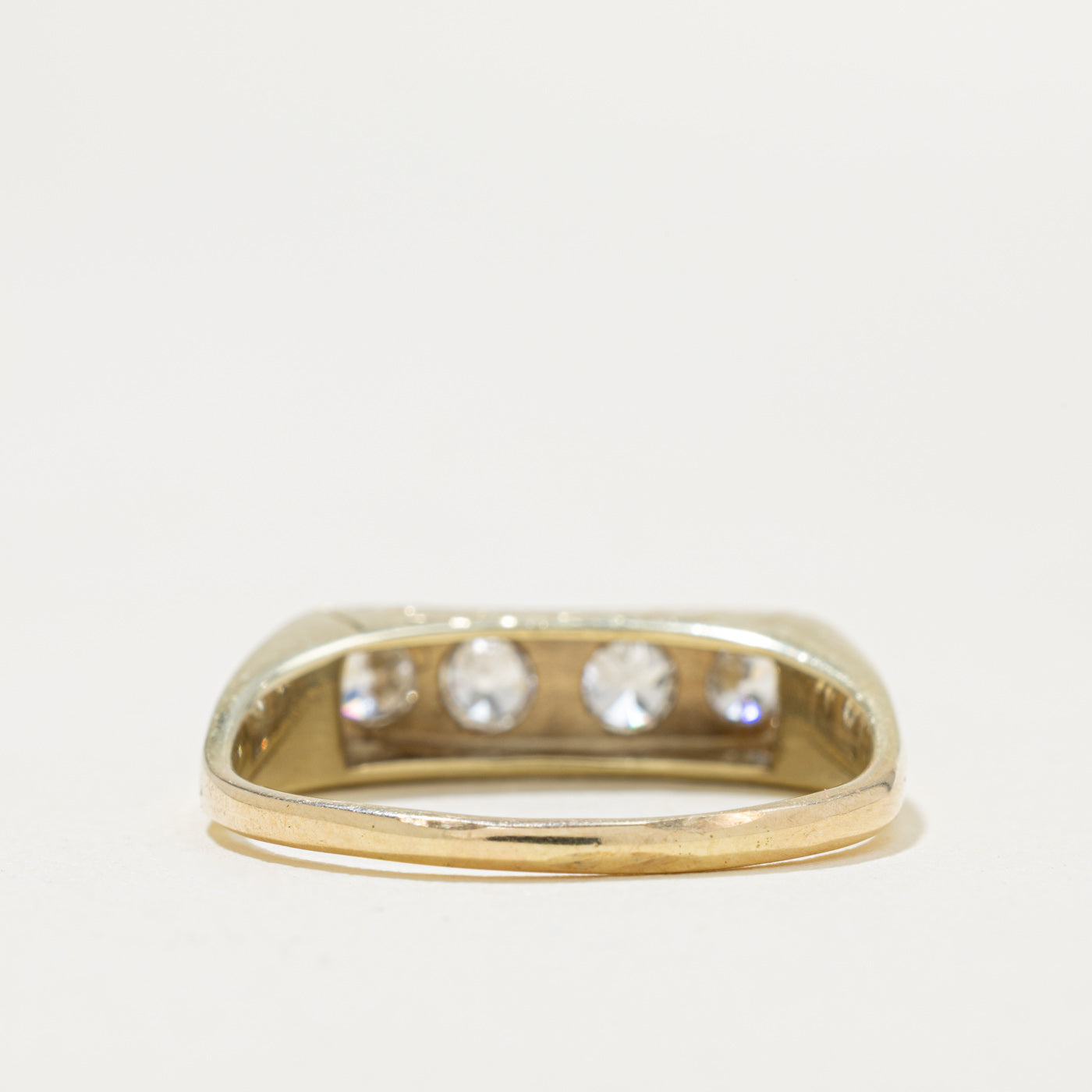 Four Stone Diamond Engraved Panel Ring | 0.68ctw | SZ 9.5