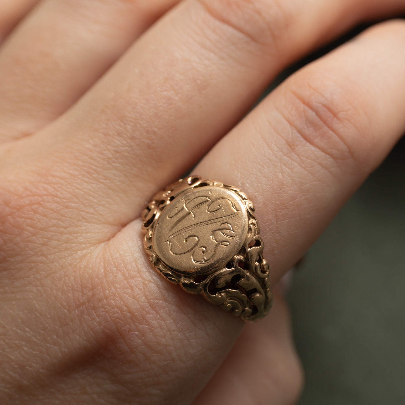 10k Yellow Gold Initial "AZG" Signet Ring | SZ 11