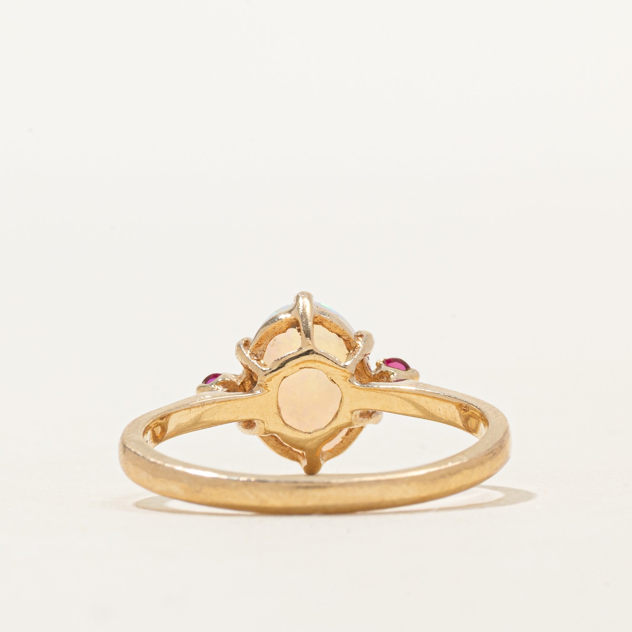 Cabochon Opal & Ruby Ring | 0.57ct, 0.03ctw | SZ 6.75