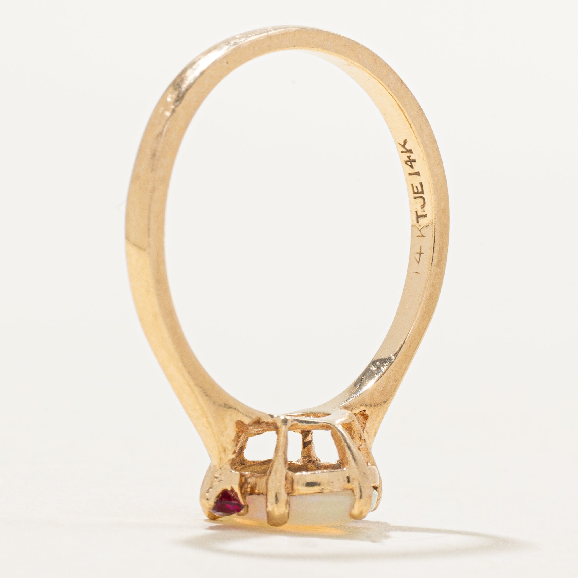 Cabochon Opal & Ruby Ring | 0.57ct, 0.03ctw | SZ 6.75