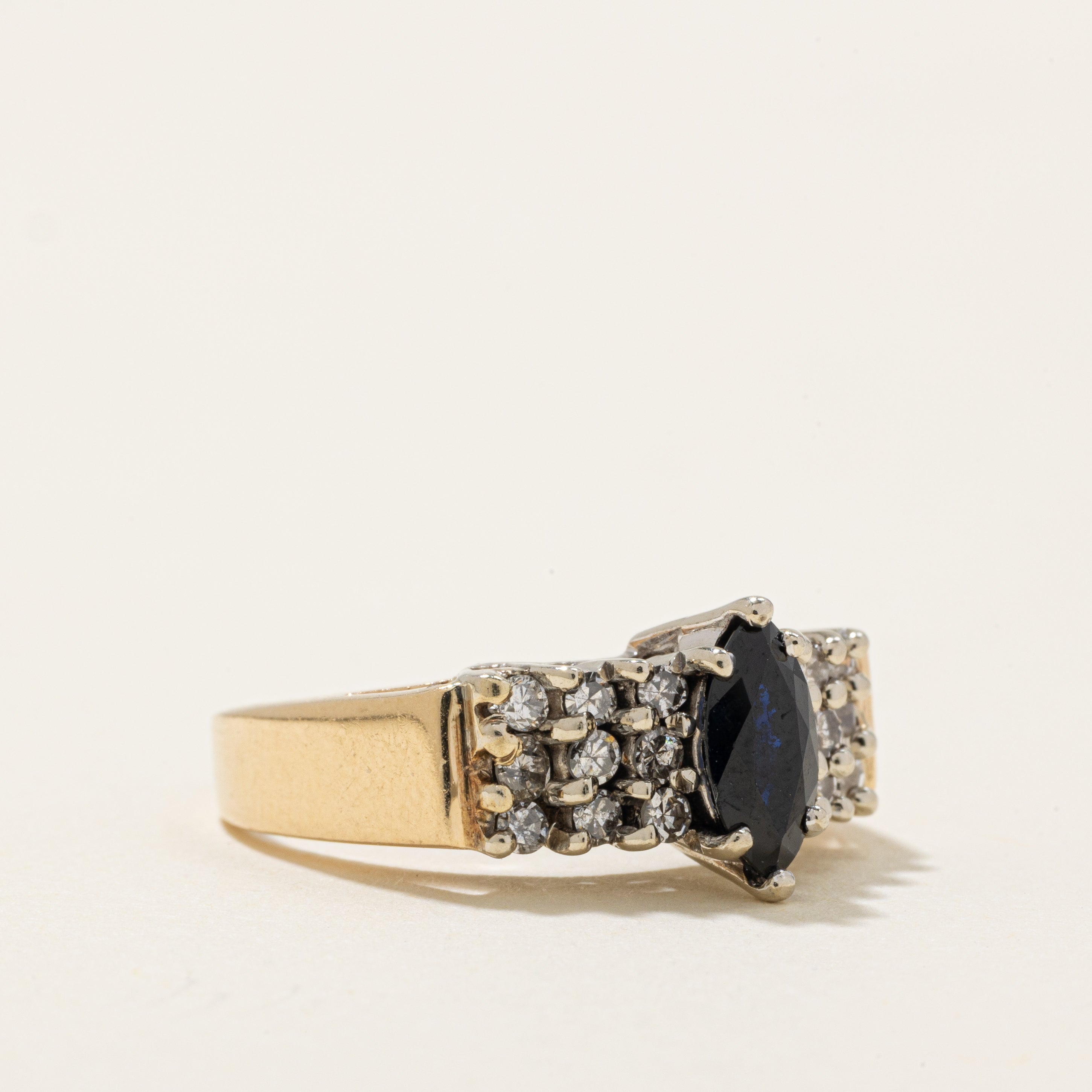 Marquise Cut Sapphire & Diamond Accented Ring | 0.6ct, 0.36ctw | SZ 6.25 |