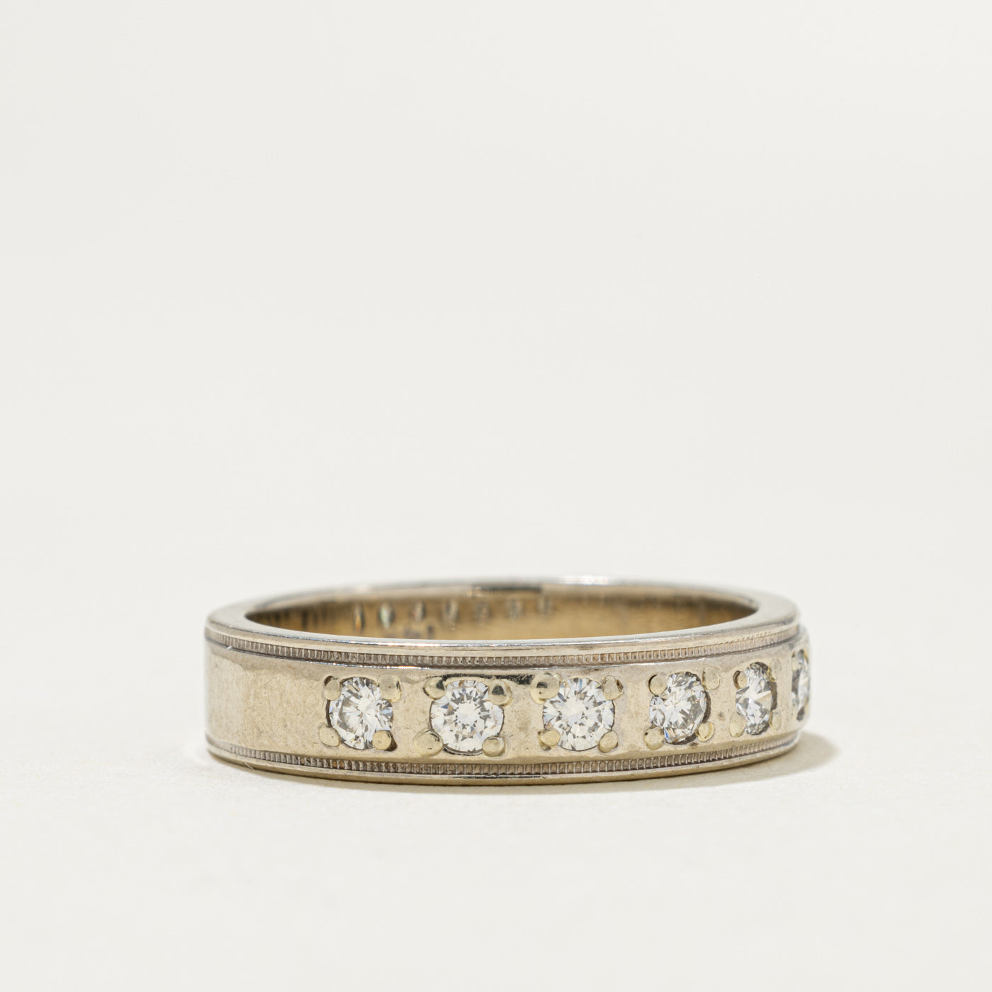 Semi Eternity Diamond Milgrained Band | 0.35ctw | 4.65mm | SZ 7.5
