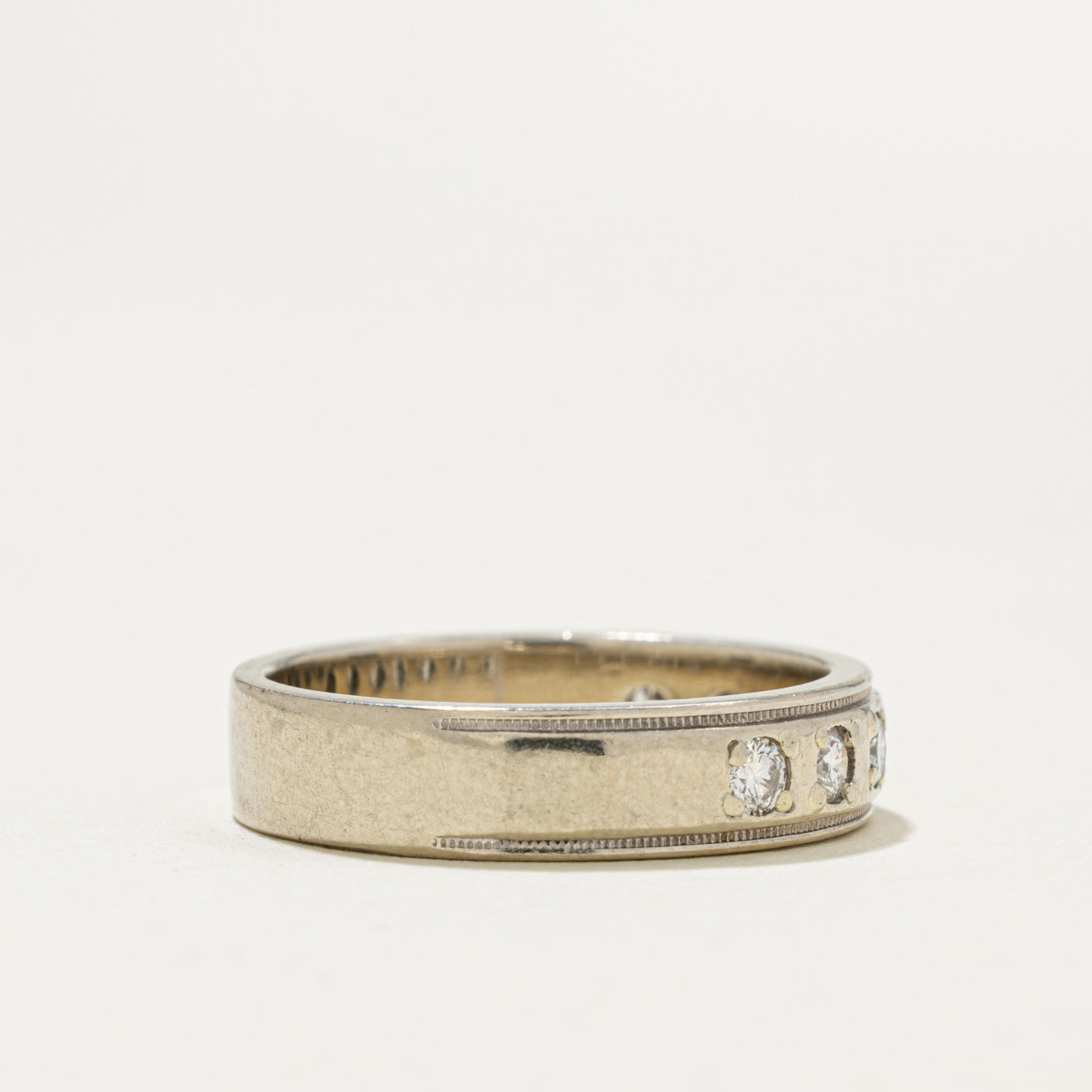 Semi Eternity Diamond Milgrained Band | 0.35ctw | 4.65mm | SZ 7.5