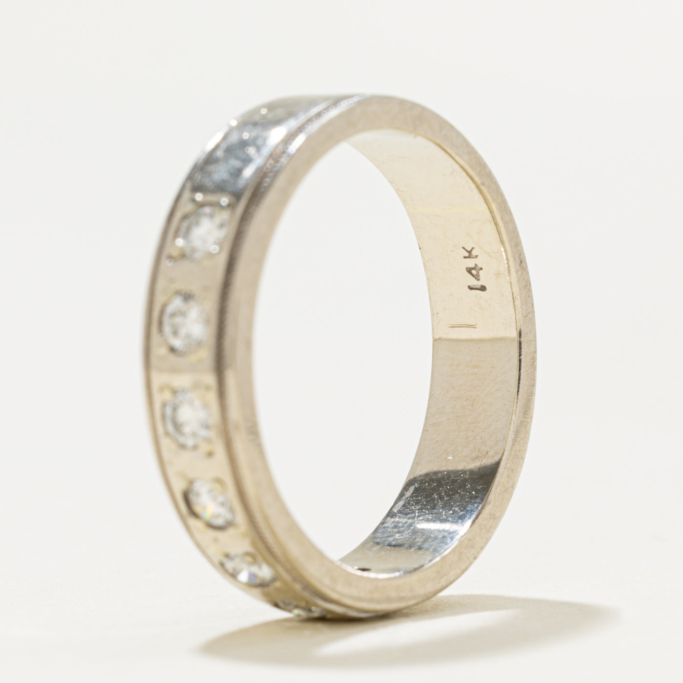 Semi Eternity Diamond Milgrained Band | 0.35ctw | 4.65mm | SZ 7.5