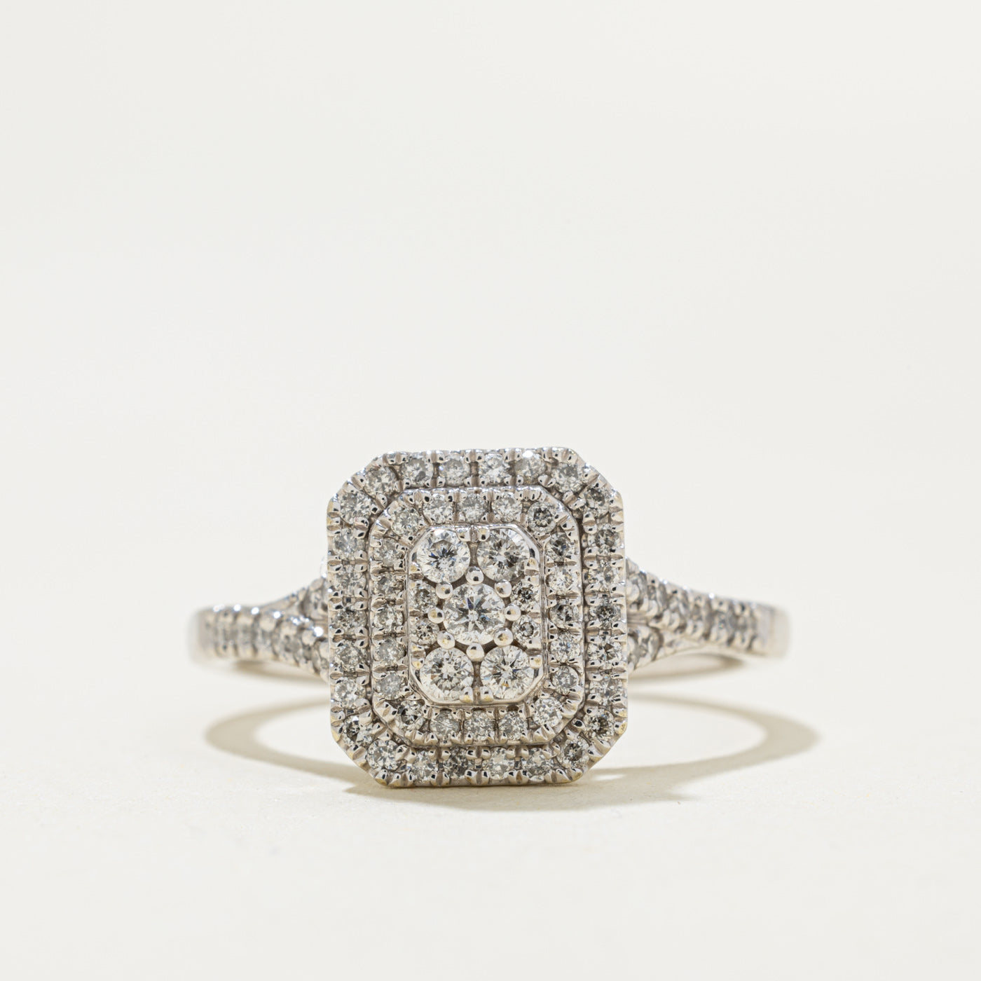 10k Pave Set Diamond Cluster Halo Ring | 0.50ctw | SZ 7.5