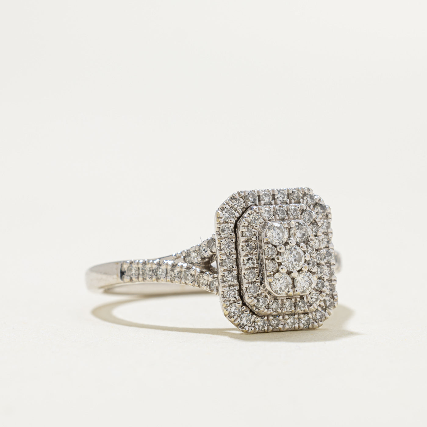 10k Pave Set Diamond Cluster Halo Ring | 0.50ctw | SZ 7.5